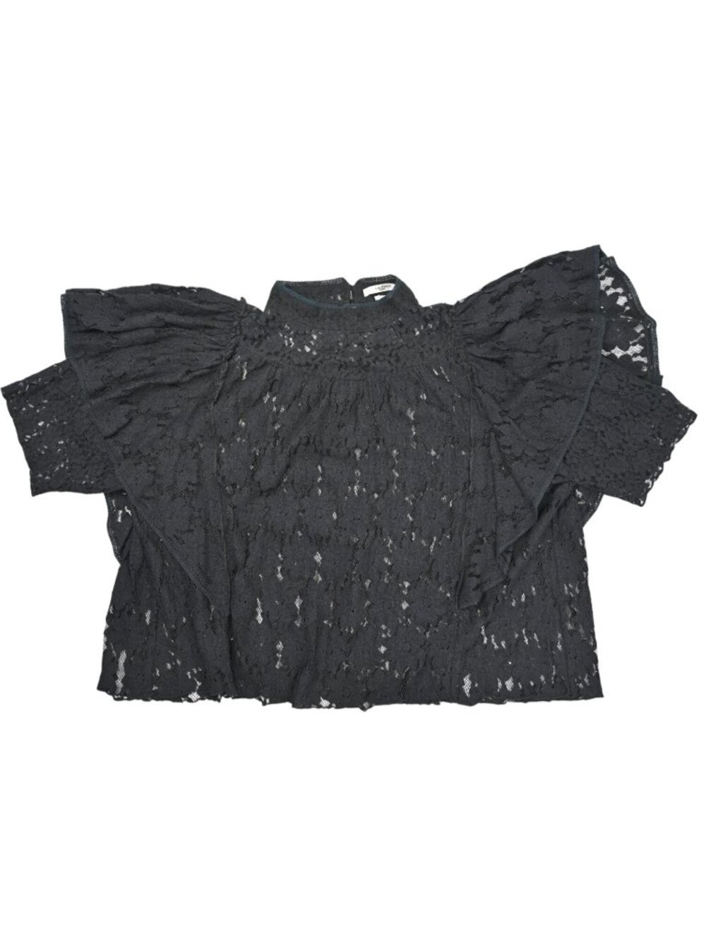 Isabel Marant Etoile Vetea High Neck Lace Top in Black